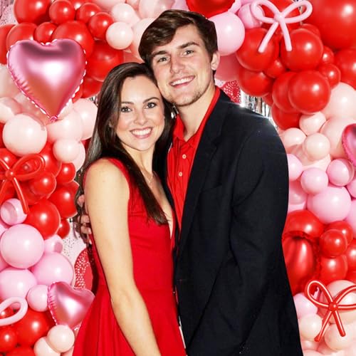 Valentines Day Balloon Arch Garland Kit, Valentine Pink White Red Heart I LOVE YOU XOXO Balloons with Rose Petals for Bachelorette Bridal Engagement Birthday Galentines Valentines Party Decorations