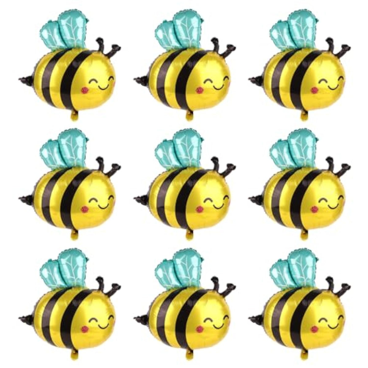 9 Pcs Bee Balloons Yellow Black Smile Polyester Honey Balloon Arch Kit Party Decor