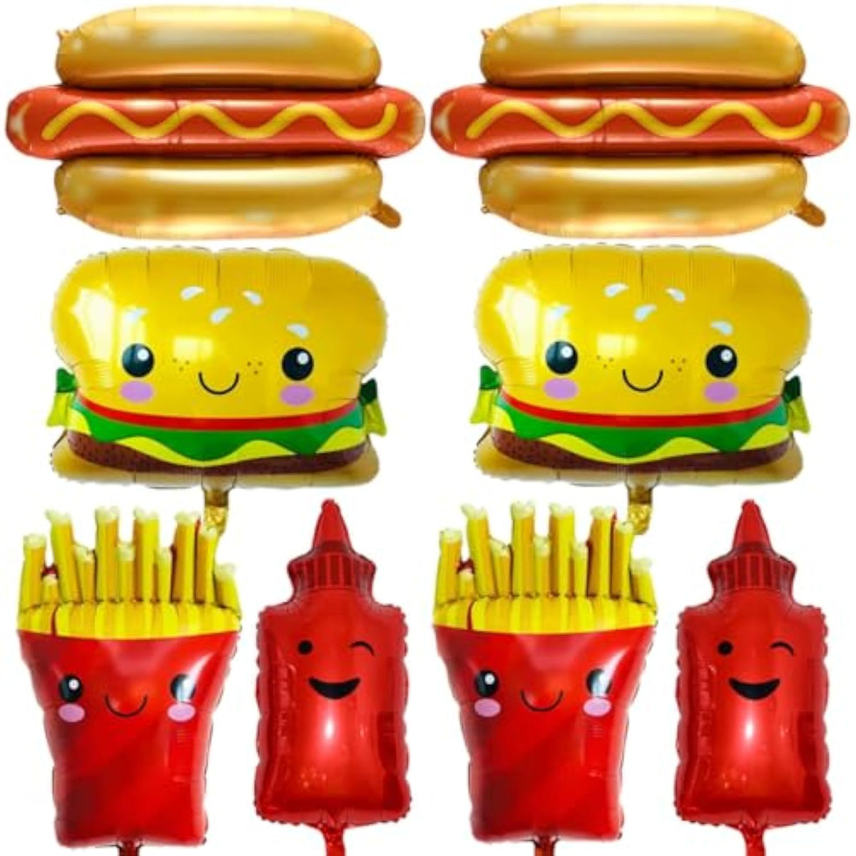 Food Themed Balloons Hamburger Hot Dog French Fries Ketchup Foil Balloon Bbq Party Balloons For Picnic Party Birthday Decorations Supplies 8 Pcs