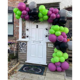 172Pc Halloween Balloon Arch Kit – Purple Green Black White with Skull Foils
