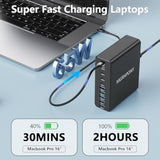 320W Usb C Charger Block, 10-Port Usb C Charging Station Gan Iii Pd 65W Pc Laptop Fast Charger Adapter For Macbook Pro/Air, Dell, Ipad, Iphone, Samsung Galaxy Black