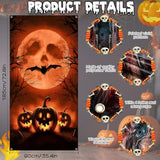 Large Horror Halloween Door Banner Scary Moon Pumpkins Bats Porch Outdoor Decor