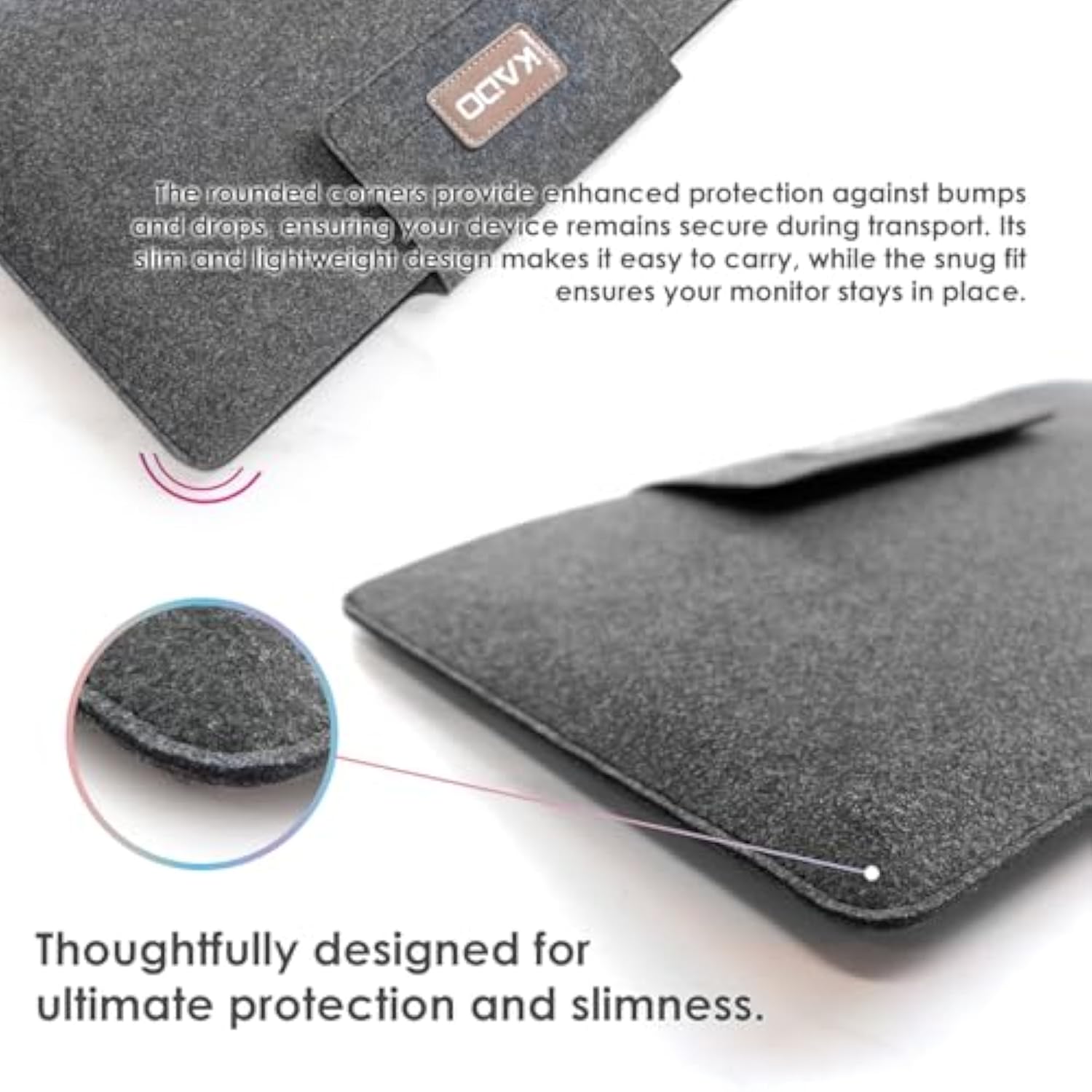 Kado 15.6 Inch Portable Monitor Case Sleeve Bag Made for Sceptre Kado MNN KYY InnoView Yxk ForHelp AYY VisionOwl Yodoit Uperfect ViewSonic ASUS Dell Lenovo 15.6" Portable Display Monitors 15.55"x9.25"