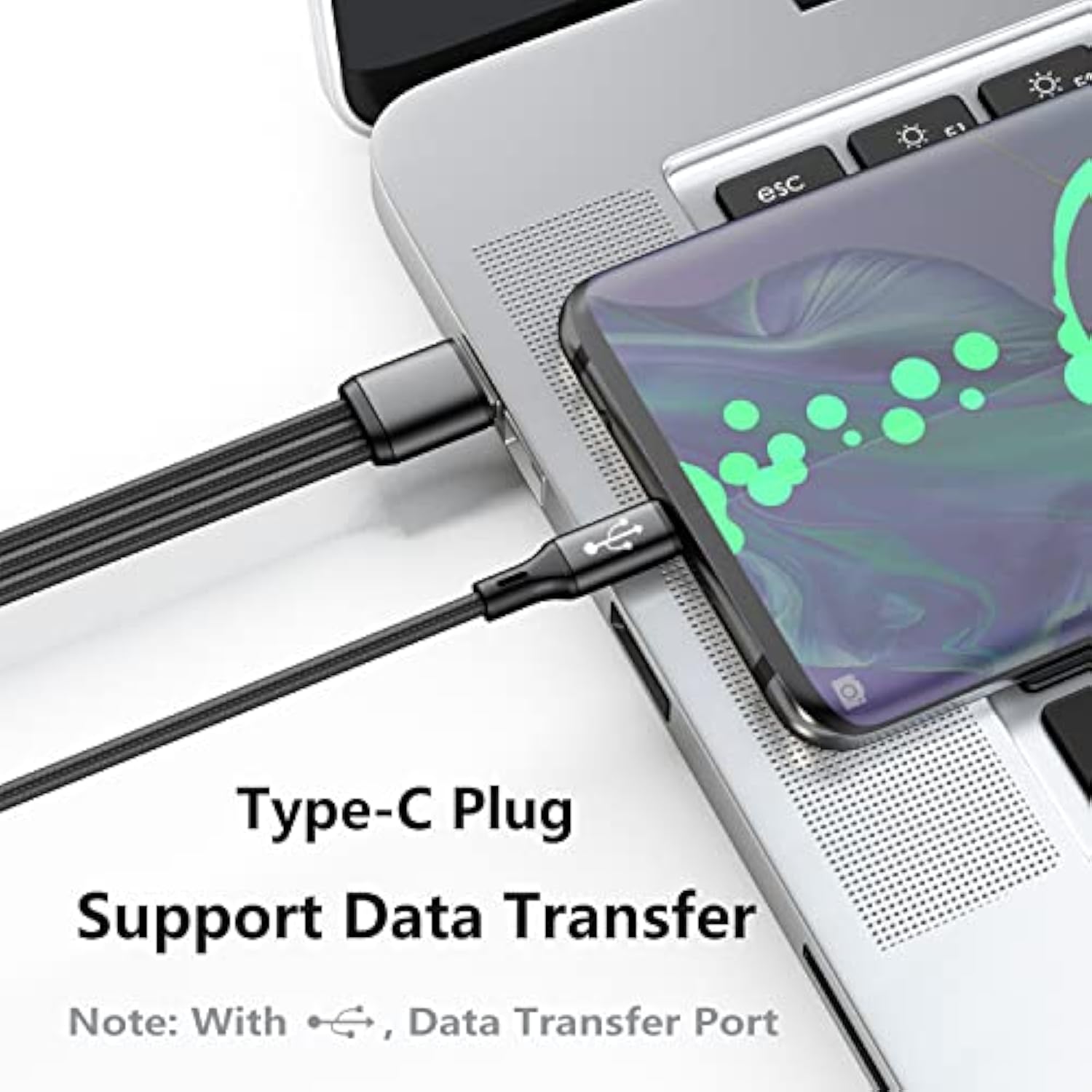 Usb C Splitter Cable,Usb A Male To 3 Type-C Male Charge Cable,3 In 1 Nylon Bra