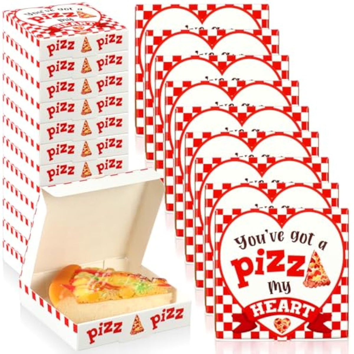 50 Pcs Valentines Heart Mini Pizza Box Square Cardboard Pizza Box Small Cookie Boxes For Valentine Celebrations Party Favors Birthdays Weddings,(3.54 X 3.54 X 0.78 Inches)