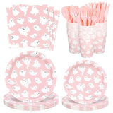 168Pcs Halloween Ghost Tableware Set Pink Boo Plates Napkins Cups Cutlery for 24 Guests