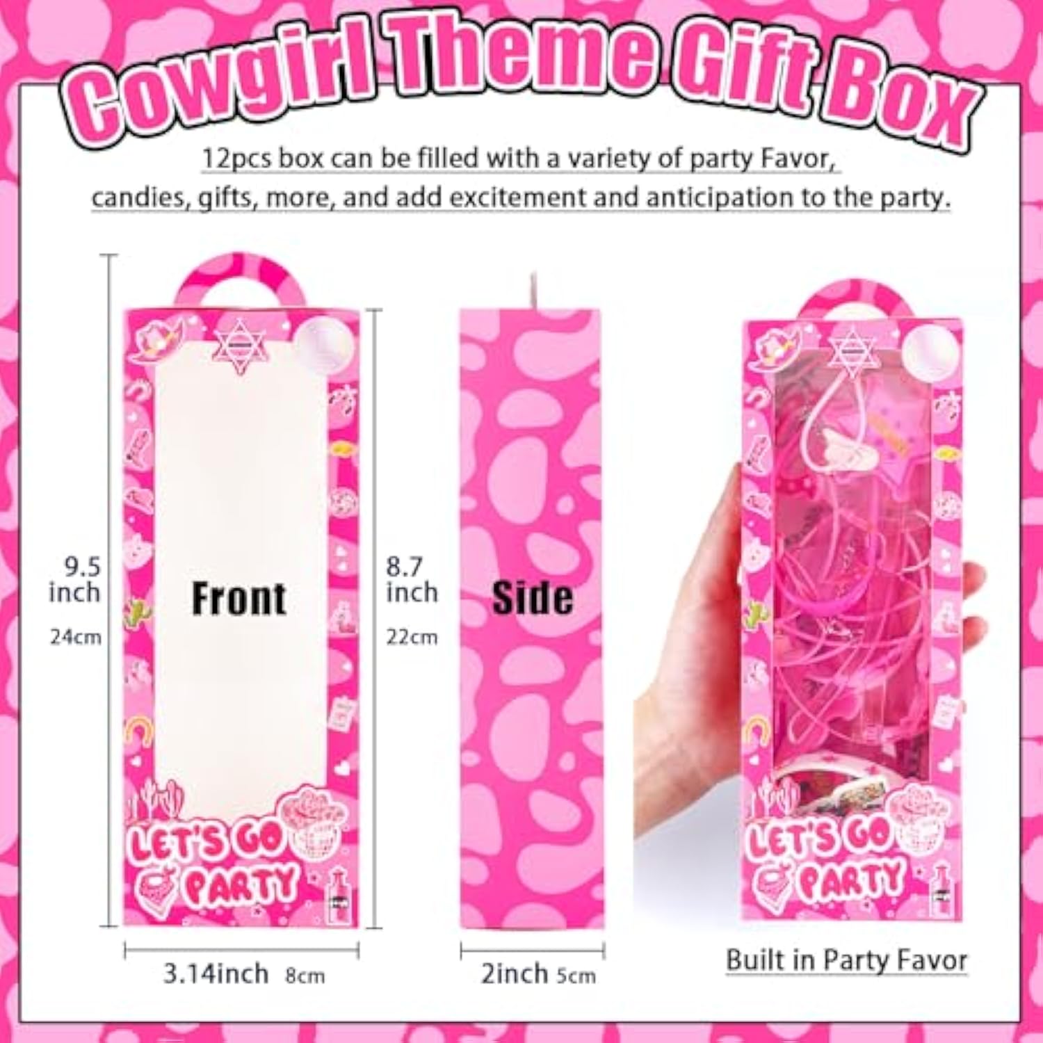 145Pcs Cowgirl Party Favors - 12 Guests Set | Pink Goodie Bag Stuffers For Kids Girls' Birthday | Pinata Filler & Classroom Rewards