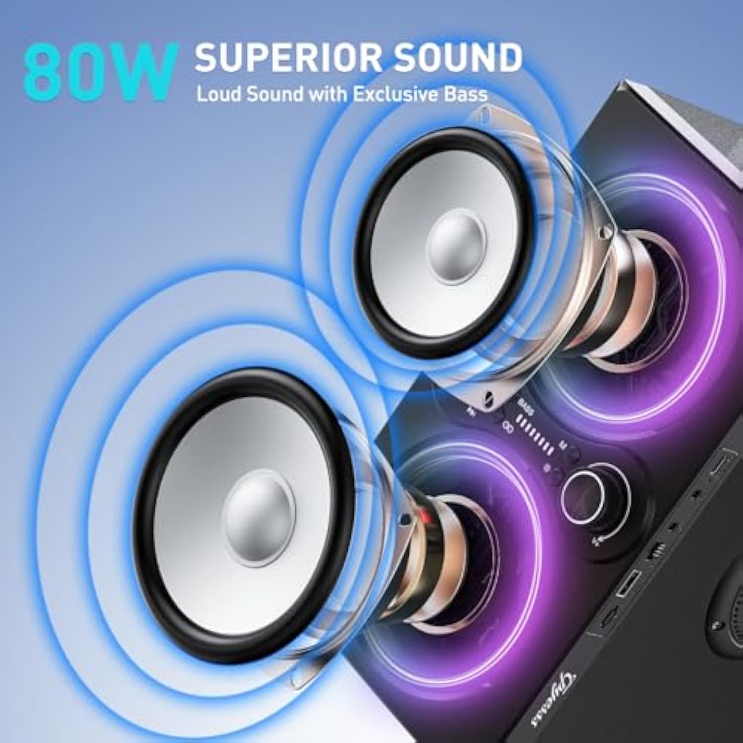 Bluetooth Speakers, 80W(Peak) Wireless Tws Portable Bluetooth Speaker, Beat-Driven Lights, 100Db Loud Stereo Speaker With Bassup, Speakers With Subwoofer For Outdoor, Party, Camping