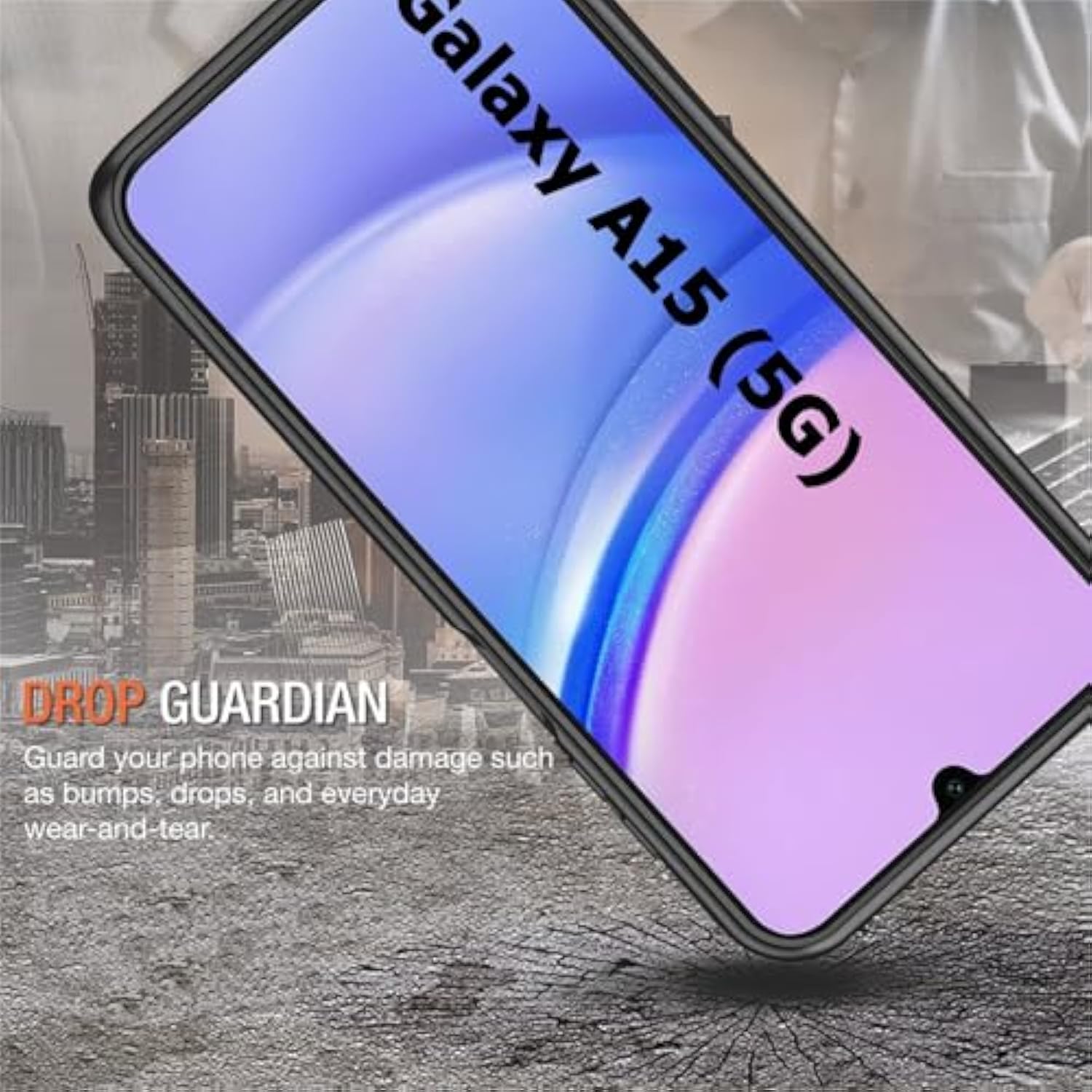 Battery Case For Galaxy A15, Enhanced 10000Mah Portable Protective Wireless Charging Case Support Carplay Compatible With Galaxy A15 (6.5 Inch) Rechargeable Extended Battery Charger Cover - Black