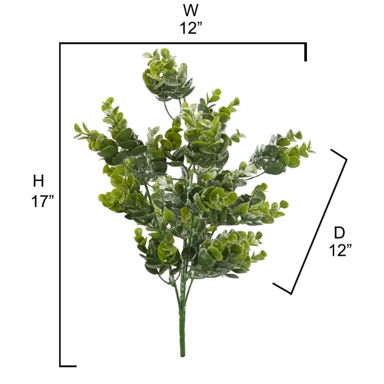18" 5 Stems Artificial Frosted Eucalyptus Greenery Plant For Christmas Decorations Home Decor, Wedding Décor, Holiday Bush, Floral Arrangement, Cemetery Flowers, Wedding Décor, Green