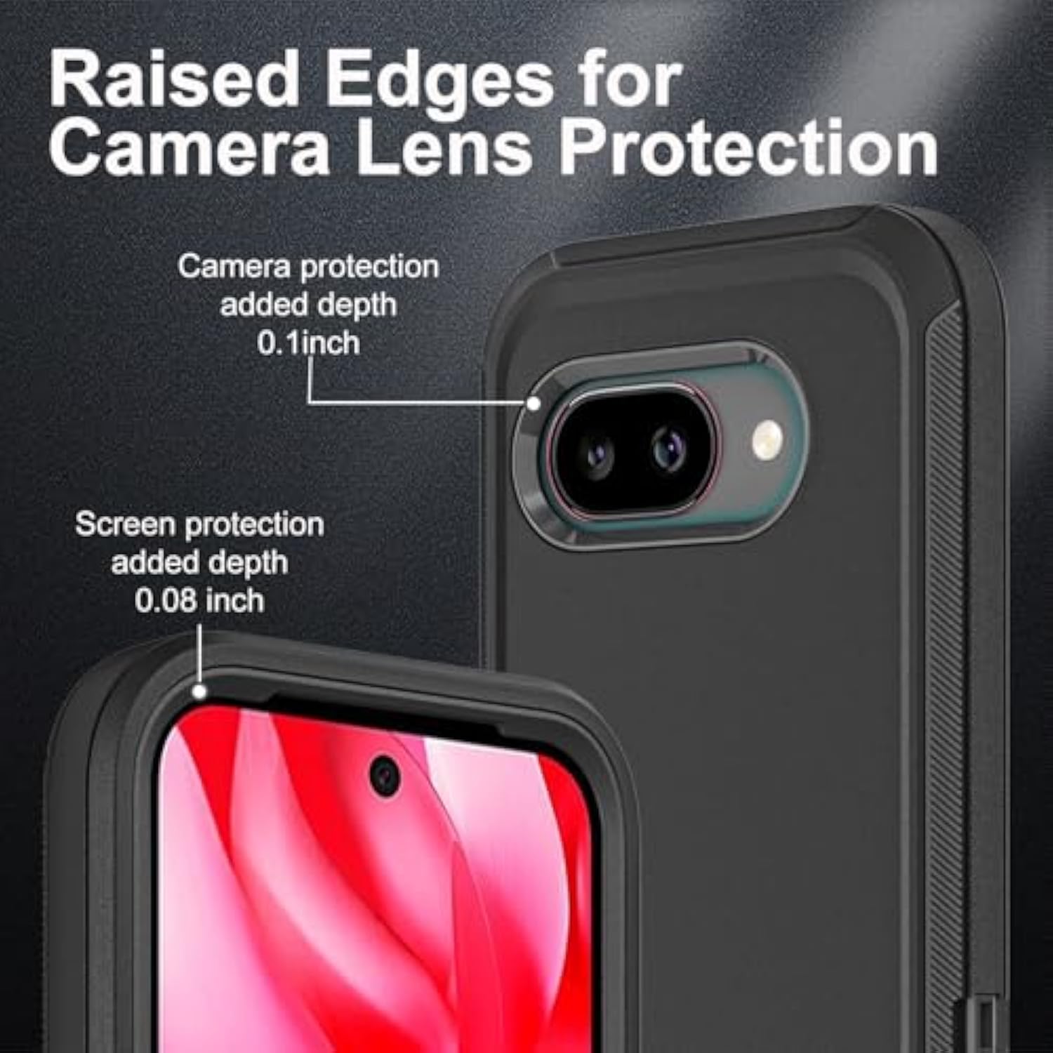 For Google Pixel 9A Case, Military Grade 3 In 1 Heavy Duty Shockproof/Drop Proof/Dust Proof Case With 2Pcs Tempered Glass Screen Protector & 1Pcs Camera Lens Protector (Black/Black)