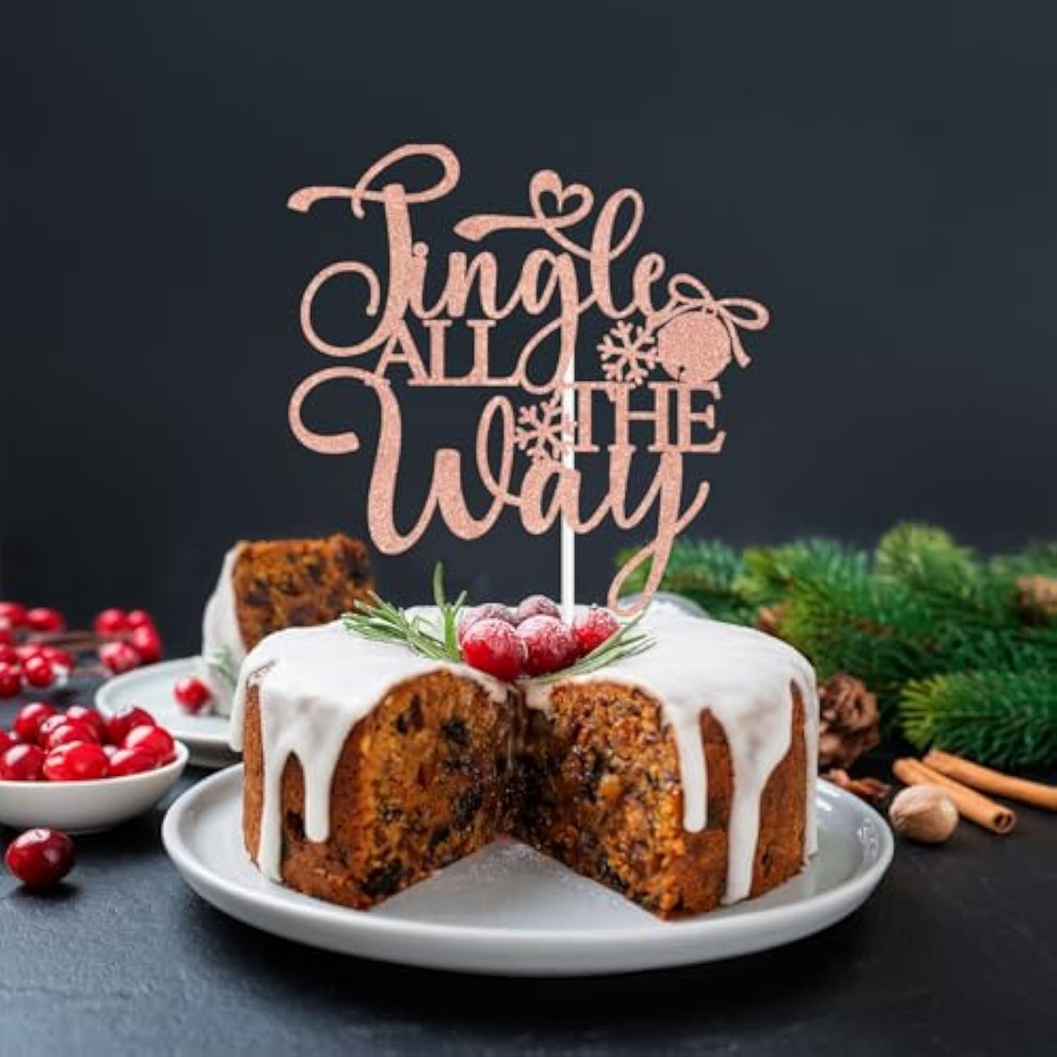 Jingle All The Way Cake Topper Christmas Holiday Party Decorations