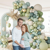 141pcs Sage Green & Dusty Blue Balloon Arch Kit for Baby Shower  Boho Party Decor