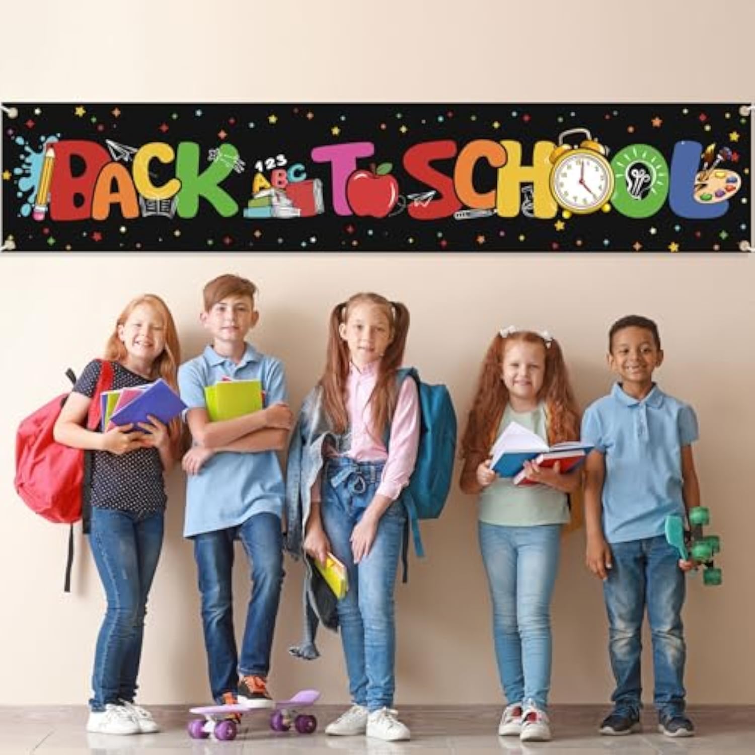 Back To School Yard Banner Welcome Back To School Party Yard Sign First Day Of School Classroom Hanging Decorations, 118 X 24 Inch