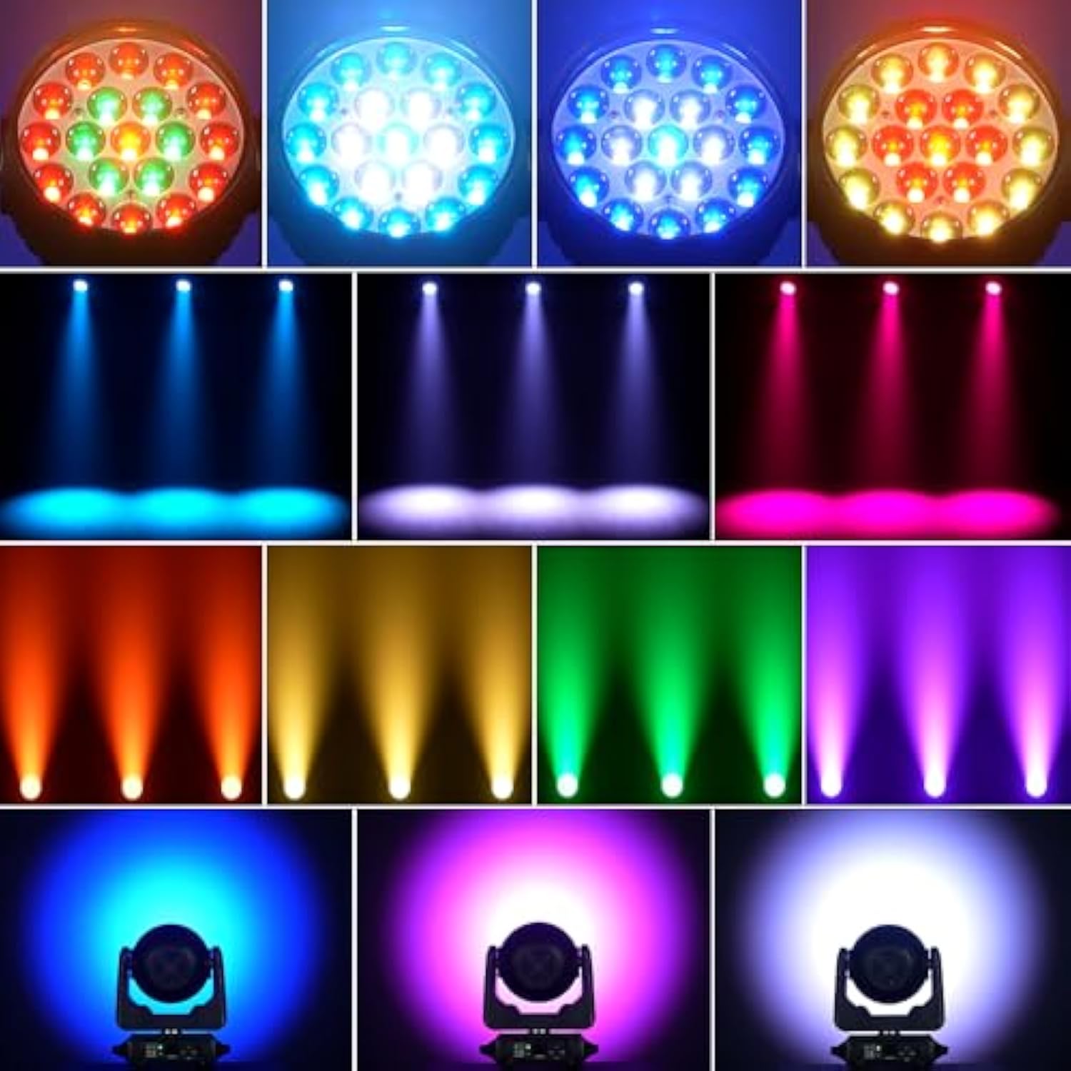 Minejie 19X15W Moving Head Stage Light,Rgbw 4-In-1 Led Zoom Beam Wash Strobe Effect,Dmx Sound Activated,540° Pan 270° Tilt,Professional Dj Lighting For Club Wedding Party Bar (Luces Para)
