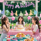 Princess Birthday Banner, Pink Glitter Garland for Girls Coquette Party Decor