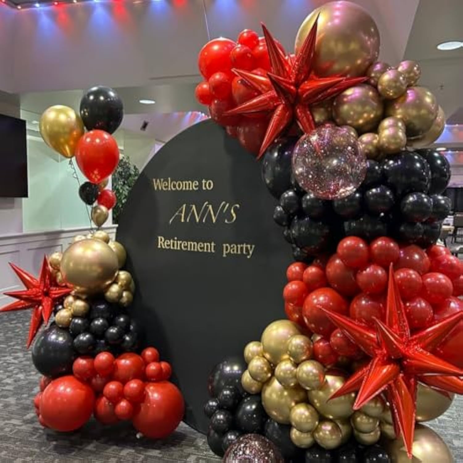 Maroon Gold Black Balloon Arch Red Burgundy Gold Garland for Party Decorations