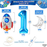 , Big Space Balloons First Birthday Set - 40 Inch, Pack Of 8 | First Trip Around The Sun Balloons, Number 1 Balloon | Blue Space Birthday Balloons For First Trip Around The Sun Decorations
