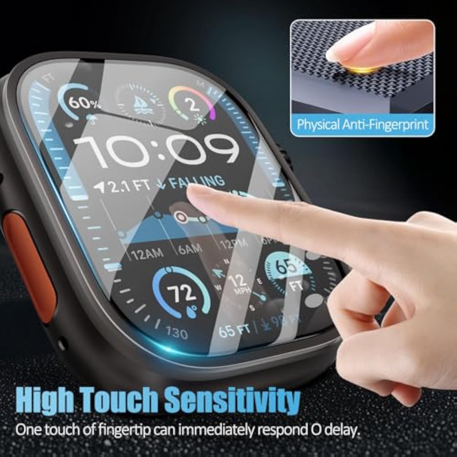 3 Pack Screen Protector For Apple Watch Ultra 2 49Mm Tempered Glass,Easy And Quick Installation With Auto Alignment,Waterproof Hd Screen Protector For Iwatch Ultra 3/Ultra 2/Ultra 49Mm