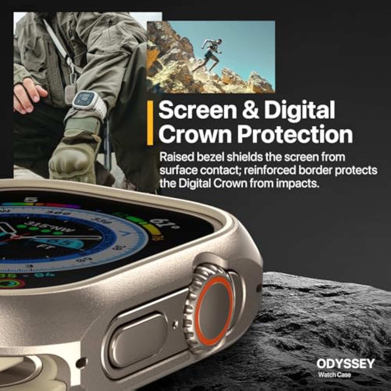 Aircraft-Grade Aluminum Rugged Case For Apple Watch Ultra 2, Apple Watch Ultra 49Mm | 2 In 1 Metal Hard Shell With Shockproof Inner Bumper For Max Protection, Odyssey - Midnight Black