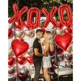 16 Inch Red Xoxo Red Heart Balloons, 6 Pcs Red Xoxo Letters Balloons Red Heart Valentine'S Day Balloons Banner For Valentine'S Day Wedding Ceremonies Party Decorations Red Xoxo