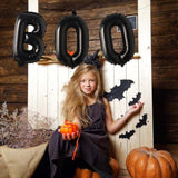 16" Black 'BOO' Mylar Balloons – Spooky Halloween Party Letter Banner