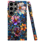 Case for Samsung Galaxy S24 Ultra,Colorful Floral Flower Art Phone Case Drop Resistant Glossy 2 in 1 Solid Dual-Layer Cover for Girl Women
