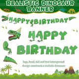 177 Pcs Dinosaur Birthday Party Supplies, 25 Guest Dinosaur Theme Tableware Set Includes Dino Plates, Cups, Napkins, Cutlery, Tablecloth, Banner, Dino Party Decorations For Boys Birthday