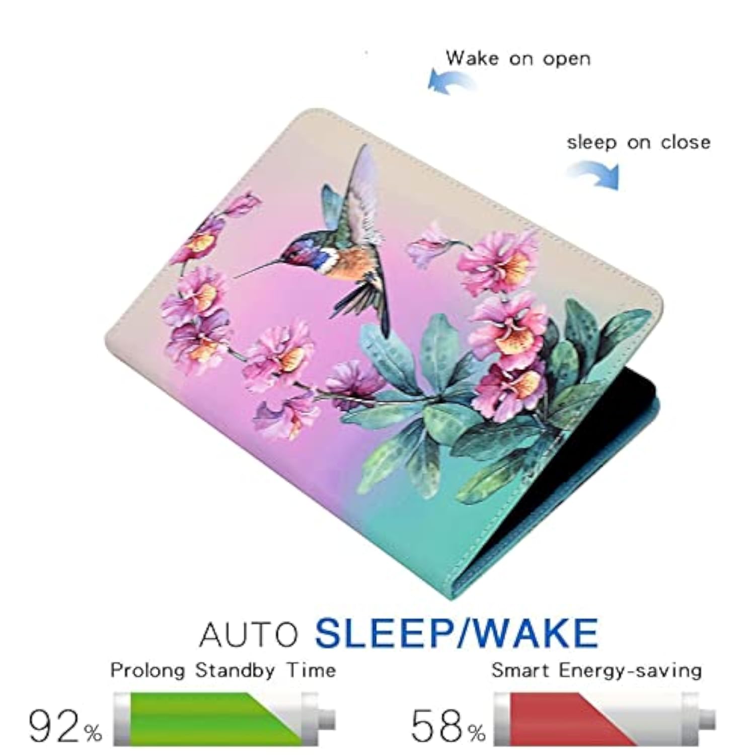 Case For Galaxy Tab A9+ Plus 11 Inch 2024 2023 (Smx210/X216/X218), Samsung Tablet A9 Plus Case, Pu Leather Stand Cover For Samsung Galaxy Tab A9+ Tablet, Auto Wake/Sleep Hummingbird