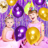 Luedou Purple Gold Balloon Garland Arch Kit, Pearl Gold Purple Confett
