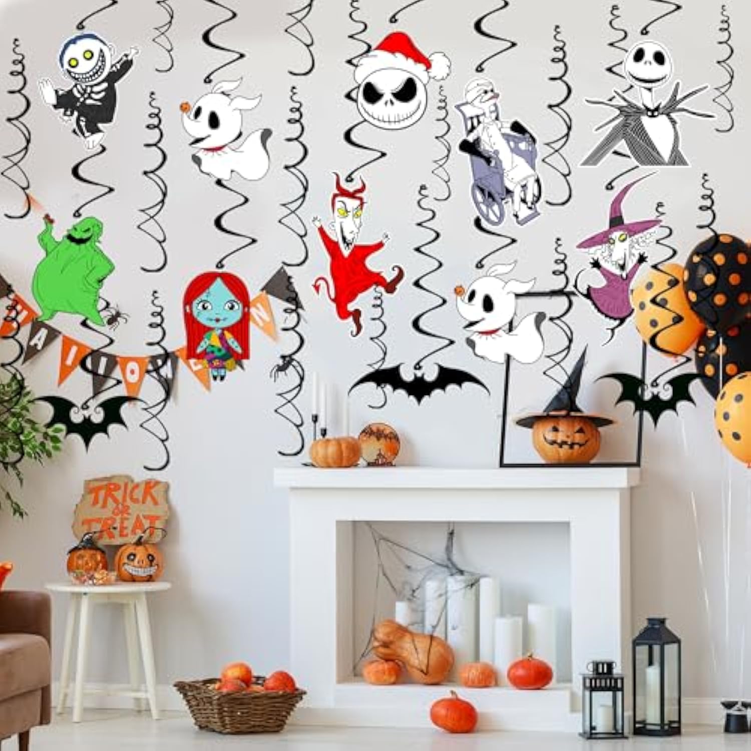 36Pcs Halloween Christmas Hanging Swirls Decorations - No Diy - Halloween Christmas Hanging Streamers For Classroom Ceiling Office Indoor Outdoor Halloween Birthday Party Decorations Supplies