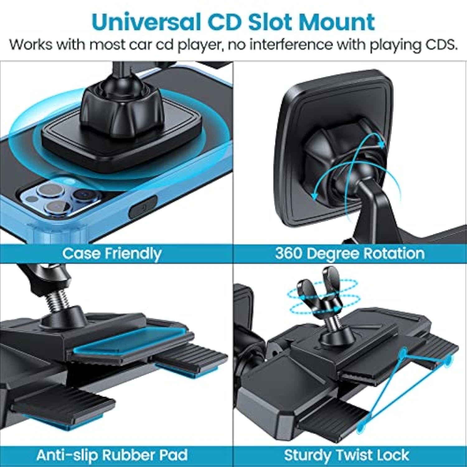 Magnetic Cd Phone Holder For Car, Anti Shake Magnet Cd Slot Phone Mount, Car Truck Accessories, Compatible With Iphone, Samsung & All Cellphones, For Smartphone Mobile