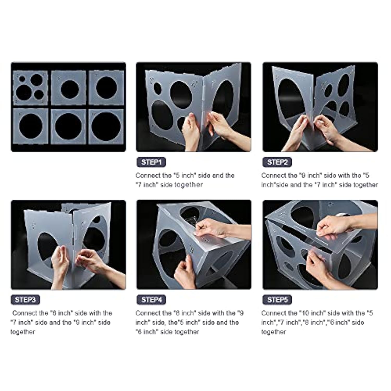2-10 Inch Collapsible Plastic Balloon Sizer Box Cube, Balloon Size Mea
