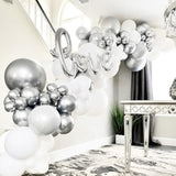 130Pcs Metallic Silver Balloons Different Sizes 18" 12" 10" 5" Chrome Silver Balloon Garland Arch Kit For Graduation Birthday Baby Shower Wedding Anniversary New Year Party Decorations