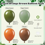 141pcs Dinosaur Balloon Arch Kit - Brown, Orange, Green for Jungle Safari Party