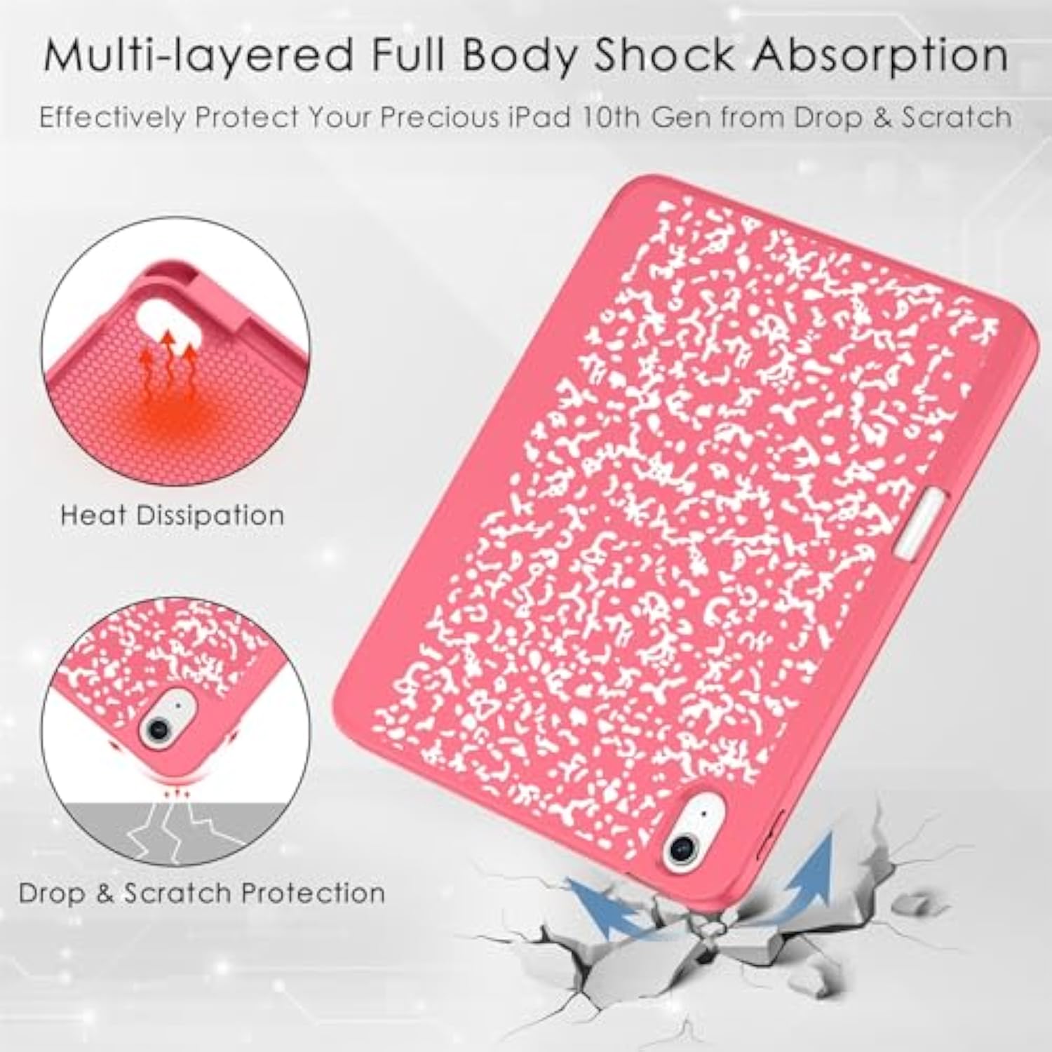 Case For (A16) 11Th Generation 2025 11-Inch, 10Th Generation 10.9 Inch (2022) With Pencil Holder, [Shockproof + Auto Sleep/Wake] Soft Back For 11"/10.9" Cover, Book Watermelon