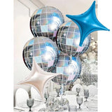 8 Pcs 22 inch Disco Ball Balloons Star Iridescent Heart Balloons for Last Bachelorette Party Decoration Groovy Birthday Bridal Shower Valentine's Day Supplies