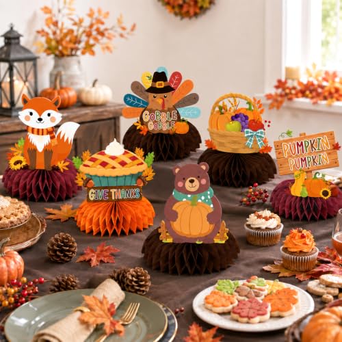 Thanksgiving Table Decor,12Pcs Turkey Pumpkin Fall Centerpieces for Tables
