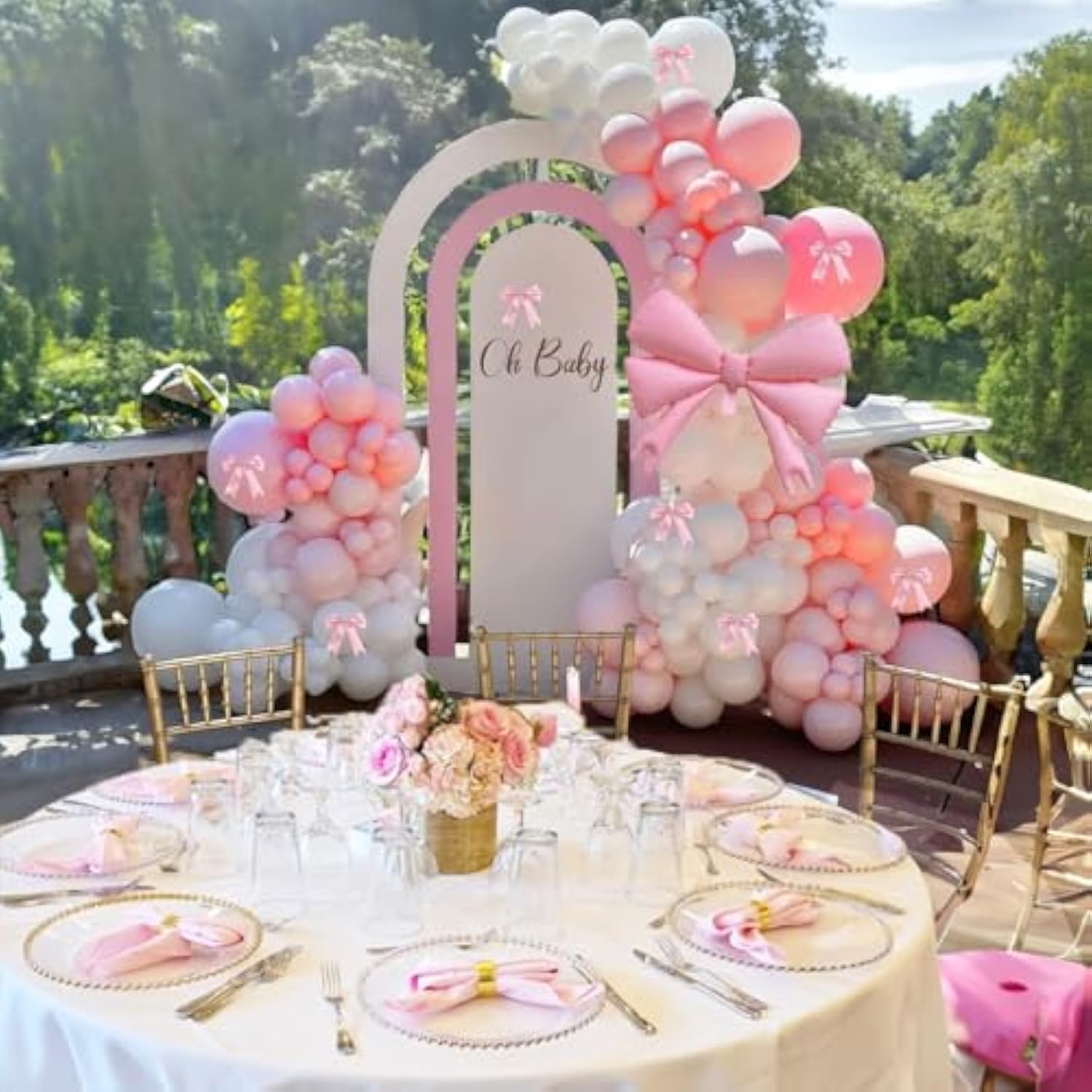 Pink Balloon Arch Kit Coquette Birthday Decorations Pink And White Balloons With Bow Balloons For Pink Bow Birthday Bachelorette Party Bridal Shower Decorations