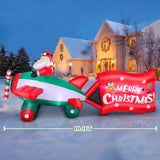 10.5Ft Christmas Inflatables Santa Claus On Animated Helicopter, Giant Blow Up Santa Claus Flying Airplane, Lighted Infl