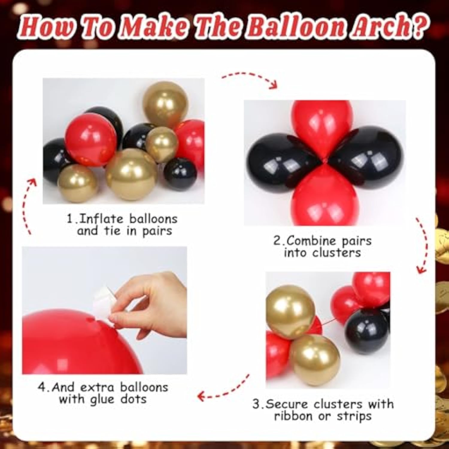 Casino Balloon Arch Garland Kit With Red Black And Gold Balloons Dice Boxes Random Pokers For Birthday Casino Night Las Vegas Casino Theme Party Decorations