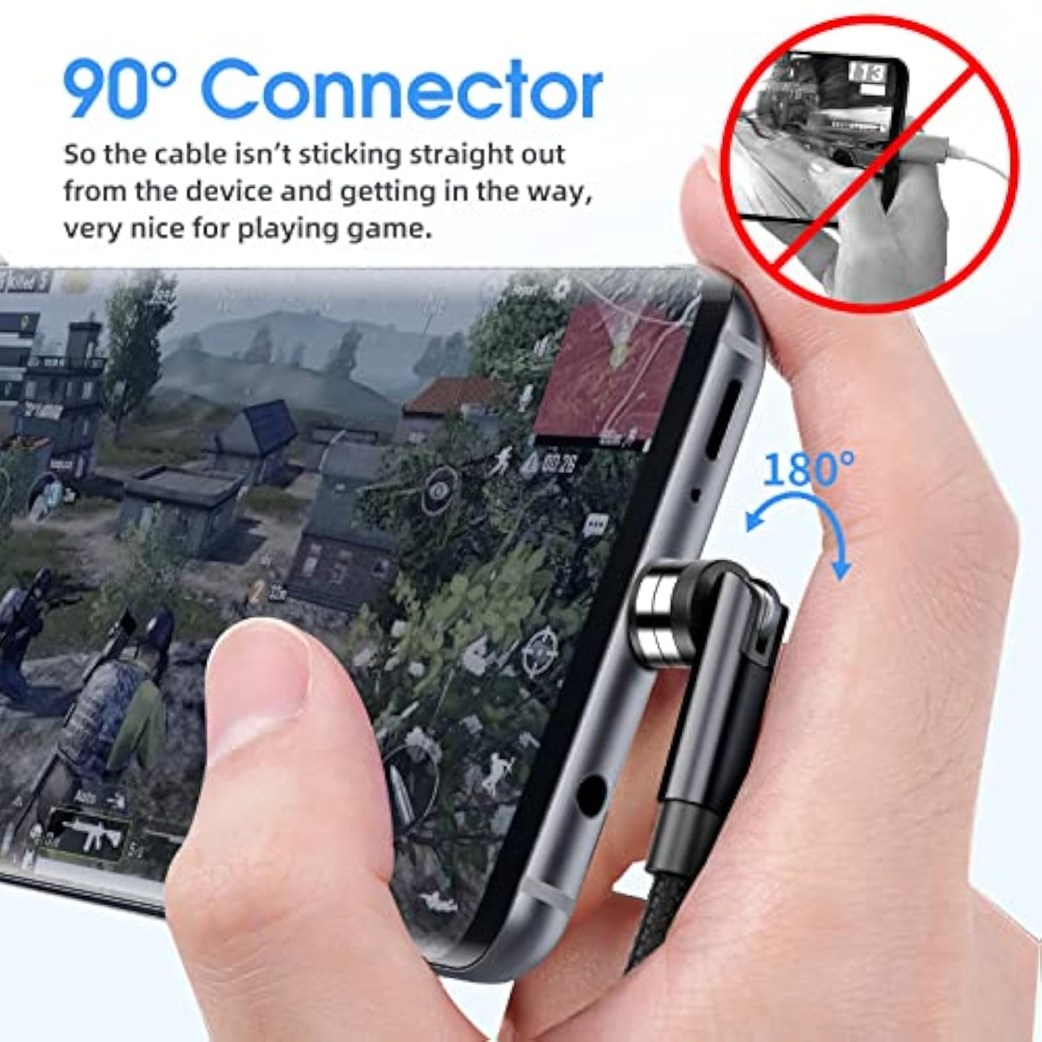 3 In 1 Magnetic Phone Charger - 5-Pack Rotating Magnetic Charger Cable With Led Light, Nylon Braided Cord For Micro-Usb, Usb C And I-Product Devices - Black