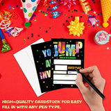 Trampoline Birthday Party Invitation, Bounce House, Jump Zone Fill-In Invites For Men & Women, 20 Invitations With Envelopes(4" X 6")?Personalized Adults Party Favors Decorations And Supplies-20