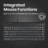 Periboard-505H Wired Mini Keyboard With Built-In Trackball, 0.55 Inch Trackball And 2 Usb Hubs, Black, Us English Layout