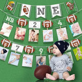 Football Birthday Decorations 1St Photo Banner 1St Year Down Banner First Birthday Monthly Photo Decor Football Theme Party Supplies