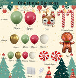 Christmas Balloon Arch 142pcs Sage Green Red And Sand Balloons Christmas Balloon With Candy Cane Gingerbread Balloon For New Year XMAS Party Decorations