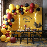Red Black Yellow Balloons,12Inch Balloons Lightning Printed Party Balloons Confetti Black Yellow Decoration For Boy Girls Cartoons Themed Party Birthdays Baby Showers Holiday Party