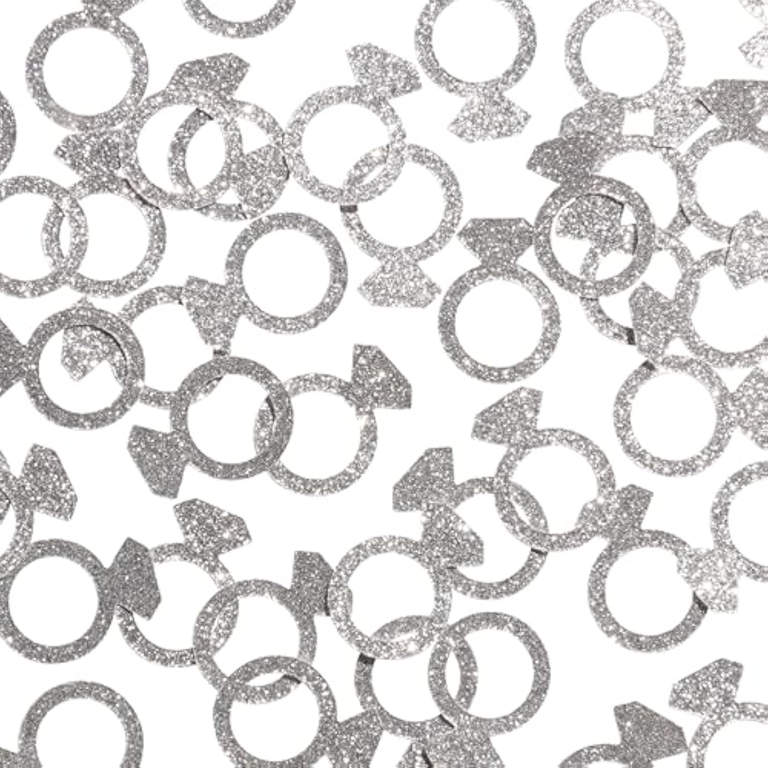 Clovercrafts 50 X Silver Glitter Engagement Ring Confetti – Wedding & Bridal Shower Decor