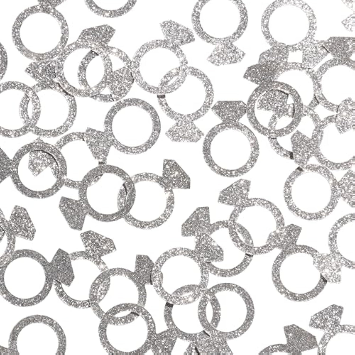 Clovercrafts 50 X Silver Glitter Engagement Ring Confetti – Wedding & Bridal Shower Decor