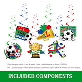 24pcs World Cup Decorations 2026 Hanging Swirls & Cardstock, 12pcs Hanging Swirls & 12pcs Hanging Cardstock with 6 Patterns, World Cup 2026 Party Home Party Decorations